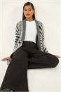 Grey Multi Animal Print Soft Knit Cardigan, Image 2 of 6