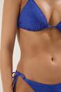 Royal Blue Textured Triangle Bikini Set with Tie Side Detail, Image 2 of 3
