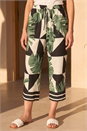 Khaki Petite Leaf Print Culotte Trouser, Image 2 of 4