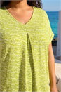 Lime Curve Pleat Front Printed V-Neck Stretch Top, Image 4 of 4
