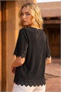 Black Cut Out Hem Ribbed Top, Image 3 of 4
