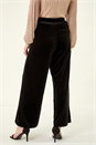 Black Petite Wide Leg Velvet Stretch Trouser, Image 3 of 5