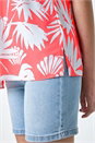 PINK Sleeveless V-Neck Palm Print Button Cami Top, Image 5 of 5