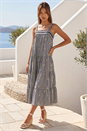 Black Gingham Embroidered Midi Dress, Image 3 of 4