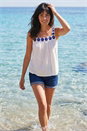 Ivory  Embroidered Neck Textured Cami Top, Image 2 of 4