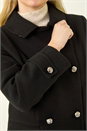 Black Petite Double Breasted Military Coat, Image 5 of 5