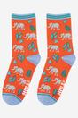 Orange Wild Elephants Jungle Bamboo Ankle Socks, Image 2 of 3