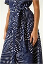 Navy  Spot Print Shirt Midi Dress, Image 5 of 5