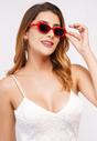 Red Futuristic Angular Micro Sunglasses, Image 5 of 7