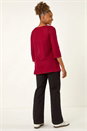 Red Crochet Knit Tunic Stretch Top, Image 3 of 5
