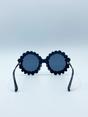 Black Round Floral Gem Novelty Sunglasses in Black, Image 5 of 6