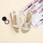 White AJVANI White Mid Wedge Diamante Slingback Sandals, Image 4 of 6