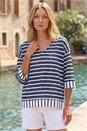 Navy Stripe Print V-Neck Tunic Top, Image 1 of 4