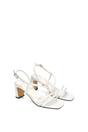 White XY LONDON White Strappy Slingback Mid Block Heel Sandals With Square Toe, Image 5 of 6