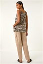 Black Geometric Lace Trim Cami Top, Image 3 of 5
