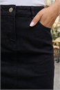 Black Cotton Denim Stretch A line Skirt, Image 4 of 4