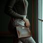 Tan 'SUSAN' Croc Real Leather Rectangle Box Crossbody Bag, Image 2 of 5