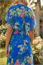Blue Floral Chiffon Back Cape Dress, Image 4 of 4