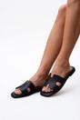 Black iKrush Black Aria Womens H-Strap Flat Slide Sandals, Image 8 of 8