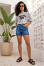 White Monaco Stripe Print Cotton Top, Image 2 of 4