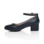 Navy Blue AJVANI Navy Blue Low Block Heel Ankle Strap Court Shoes, Image 3 of 6