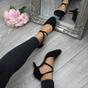 Black AJVANI Black Mid Heel Crossed Straps Court Shoes, Image 5 of 6
