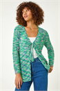 Green Spacedye Tie Knit Cardigan, Image 4 of 5