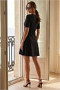 Black Belted Fit & Flare Dress, Image 3 of 4