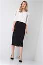 Black Textured Pencil Skirt , Image 1 of 3
