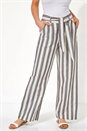 Grey Stripe Linen Wide Leg Trousers, Image 1 of 4