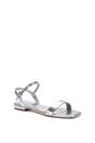 Silver XY LONDON Silver 'Hallie' Open Toe Flat Strappy Sandals With Ankle Strap, Image 2 of 5