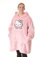 Pink Hello Kitty Character Face One Blanket Hoodie, Image 1 of 6
