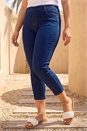 Indigo Curve Elastic Waist Cropped Denim Jeggings, Image 2 of 4