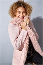 Pink Longline Faux Shearling Knit Coatigan, Image 4 of 4