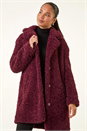 Wine Petite Teddy Longline Coat, Image 5 of 6