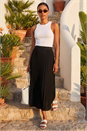 Black Pleated Elastic Waist Maxi Skirt, Image 1 of 4