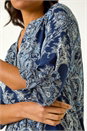 Navy  Paisley Print Shoulder Pleat Shirt, Image 5 of 5