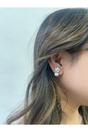 Silver Floral Pearl Stud Earrings in Silver, Image 4 of 4