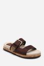 Dark Brown Avenue Buckle Footbed Suede Sandal, Image 3 of 6