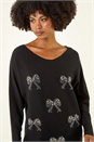 Black Sequin Bow Knit Jumper, Image 4 of 5