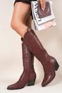 Black iKrush Black Emira Western Stitch Knee High Block Heel Boots, Image 7 of 8
