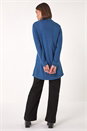Blue Wrap Front Cowl Neck Top, Image 3 of 5