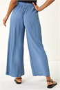 Denim Pleated Wide Leg Stretch Culottes, Image 3 of 5