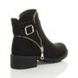 Black Low Heel Gold Zip Ankle Boots, Image 4 of 6