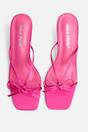 Pink Cindy Hot Pink Satin Strap Bow Mid Heel Mules, Image 2 of 4