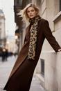 Brown WOVCOR Brown Leopard Print Brushed Knit Soft Winter Scarf, Image 1 of 2