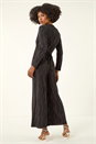 Black Embellished Wide Leg Stretch Jumpsuit , Image 3 of 5