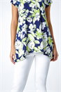 Lime Textured Floral Stretch Hanky Hem Top, Image 5 of 5