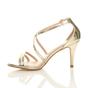 Gold AJVANI Gold High Heel Crossed Straps Buckle Sandals, Image 3 of 6