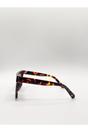 Brown Oversized Flat Top Square Frame Sunglasses, Image 4 of 5